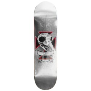 Birdhouse Skull Chrome skateboard deck.