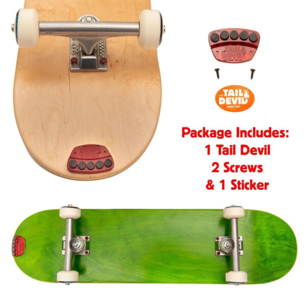 Skateboards with attached Tail Devil and Tail Devil included items
