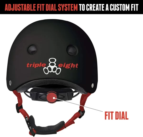 Black rubber Lil 8 helmet with adjustable fit dial system at the back