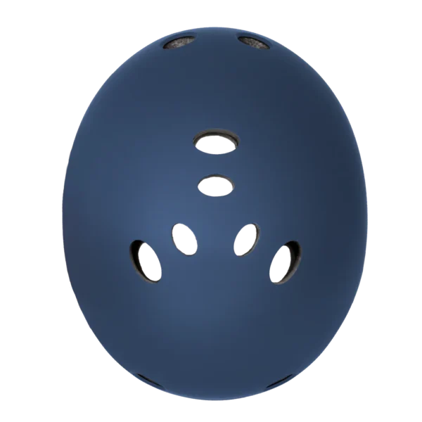 Top view of Triple 8 Certified Helmet SS in Blue Rubber, highlighting air vents shaped like the Triple 8 logo.